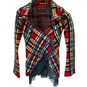 Plaid Sweater Jacket Jr. XS